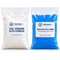 Kit Calda Bordalesa Sulfato de Cobre + Cal Agrícola Conjunto Uso Agricola Ideal Para Plantações Anti Bacterias e Fungos