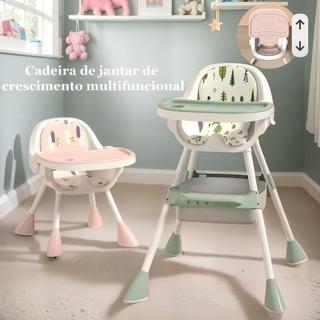 Cadeirinha de Alimentação Bebê Dobrável Segura, Suporta 60KG Estrutura Triangular, Rodinhas e Bandeja Removível