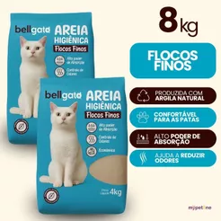 2 Areia Higiênica Bellgato Flocos Finos - 4kg