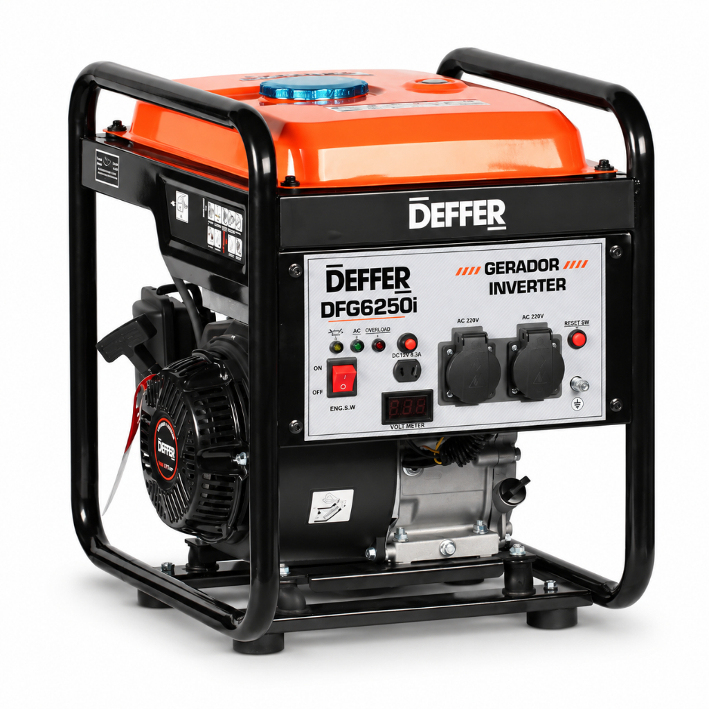 Gerador de Energia a Gasolina Inverter 6,25kva 220v Com Partida Manual 5000w - DEFFER