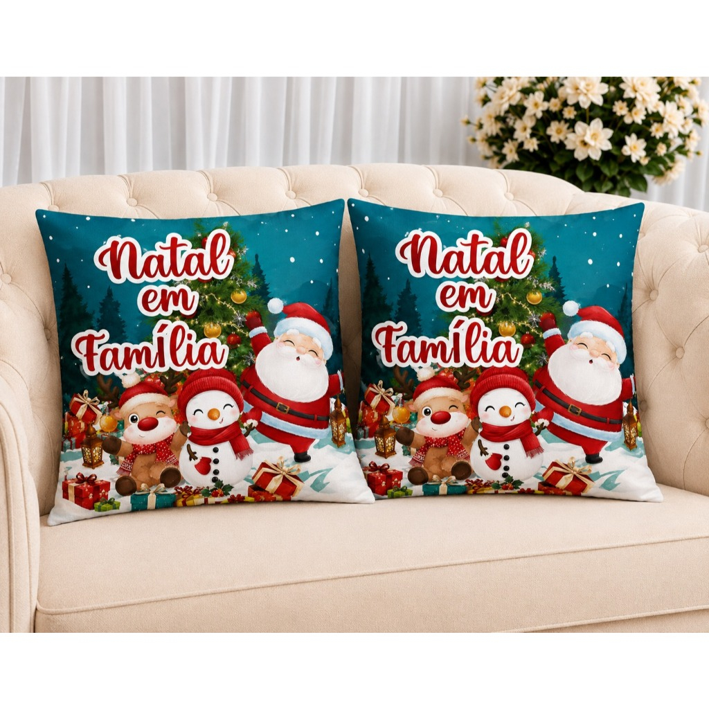 KIT 2 Capas Para Almofadas Decorativas de Luxo, Estilo Moderno Natal Lar Amor Sublimadas 45x45