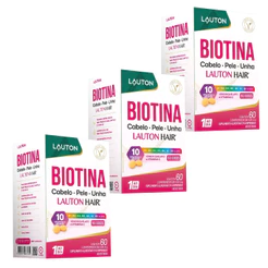 Biotina Lauton Hair Cabelo Pele Unha 40mcg — Kit 3 Potes 60 Comprimidos — Lauton Nutrition