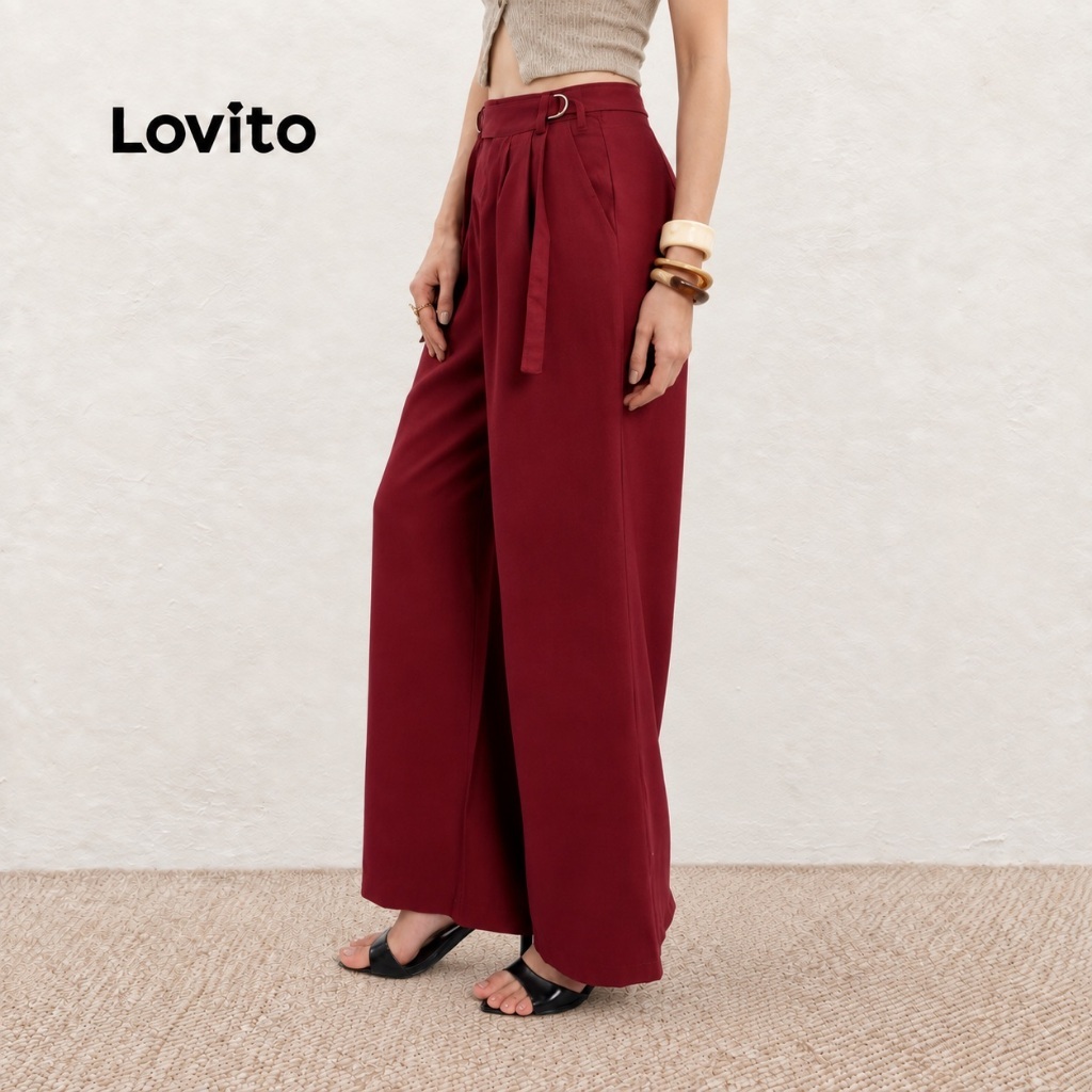Lovito Calça Alfaitaria com Fivela e Bolsos Moda Feminina PTB21352165 — imagem 2 de 2
