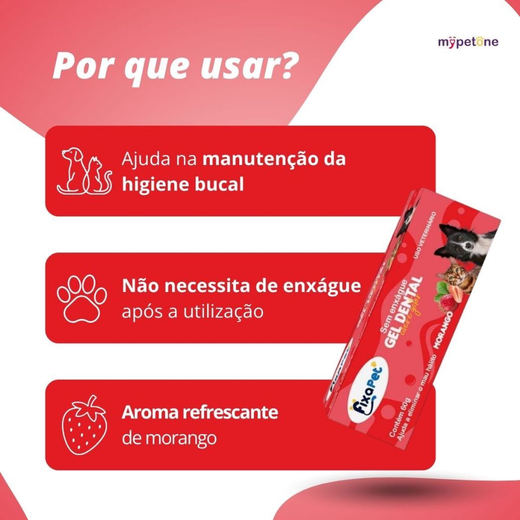 Gel Dental Morango 60g Gel Escovação Pet Para Cães e Gatos Sem Enxágue Fixa Pet 1,2,3 ou 4 Unidades — imagem 2 de 2