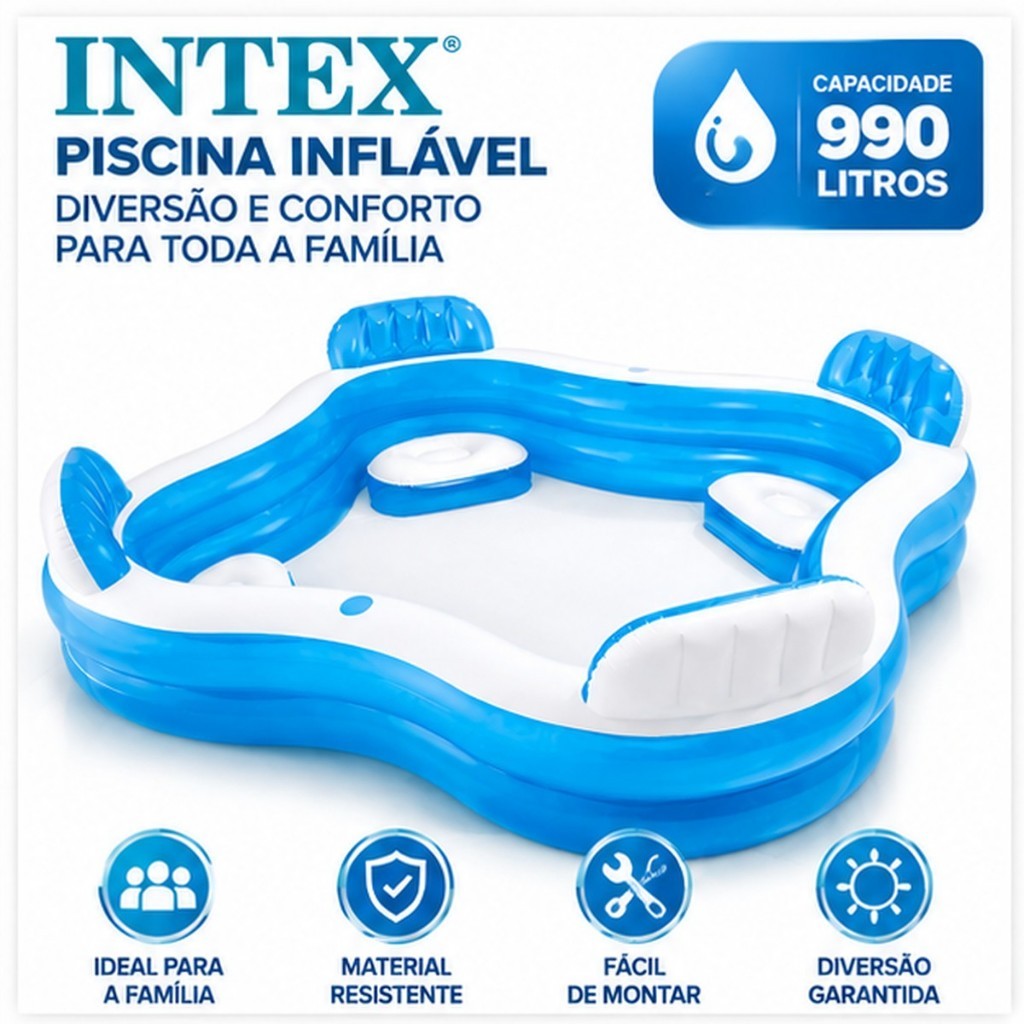 Piscina Familiar Com Assentos 882 Litros - Intex