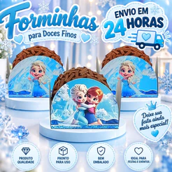 FROZEN, Forminhas Personalizadas 4 Pétalas Nº 6 para Doces Docinhos Brigadeiro Festa Aniversário