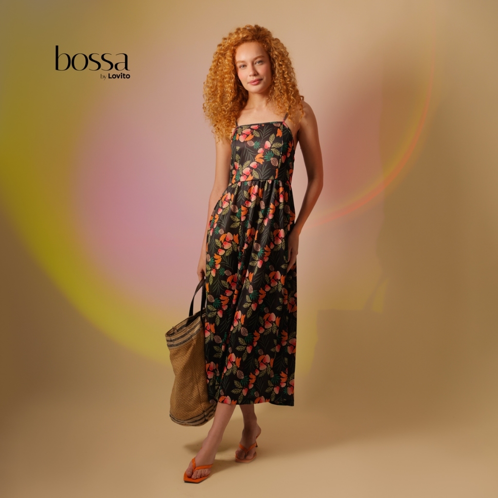 Lovito Bossa | Vestido Longo Moda Casual Tropical em Linha A Feminino DRB477BRL507