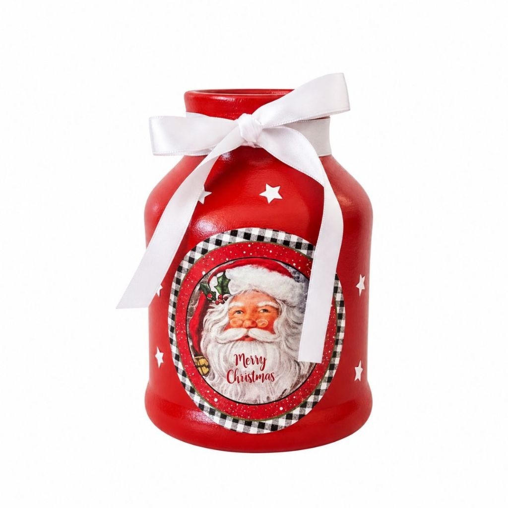 Vaso Leiteira de Natal em Cerâmica Decoração Natalina Enfeite para Casa e Cozinha