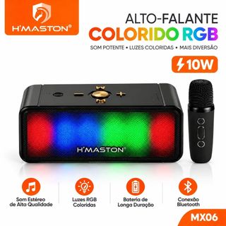 Alto‑falante Bluetooth Portátil Mini, Luzes RGB Coloridas, Som 360°, Ideal para Casa, Festa e Passeios