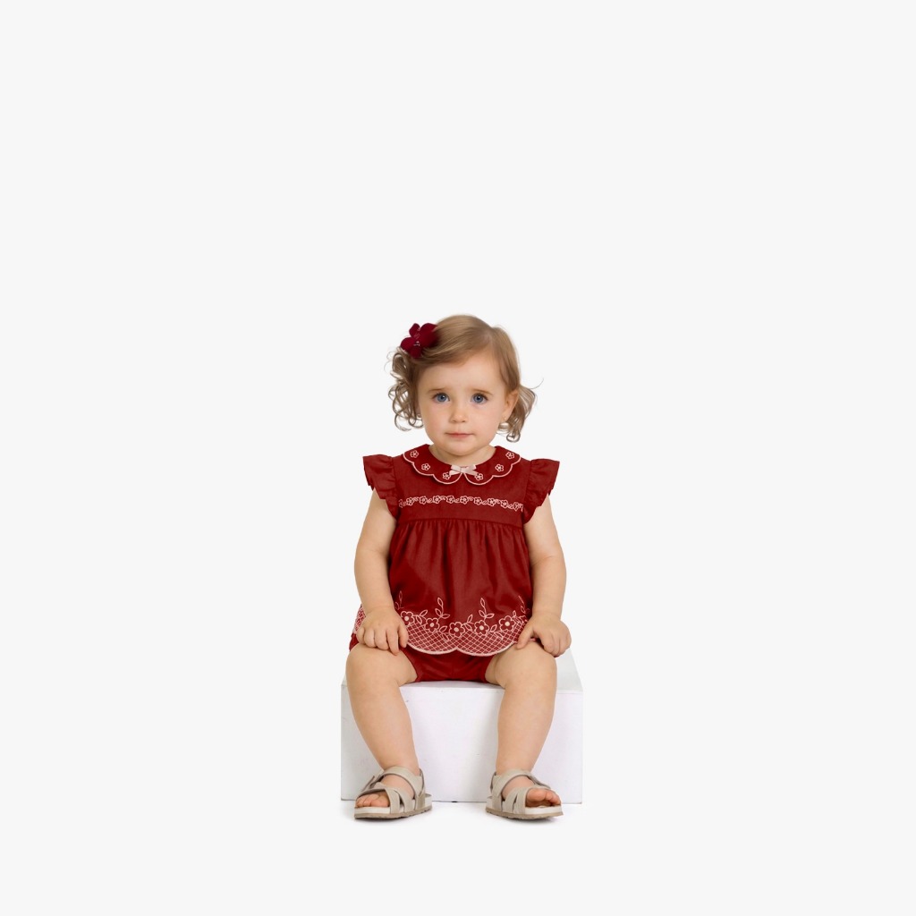 Conjunto Infantil Bebe Feminino Bordado Floral Perfeito para Natal - Ref. 2001965