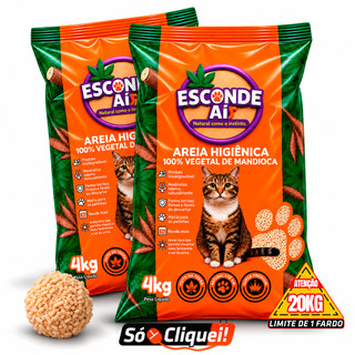 Kit 2 Pacotes Areia Sanitária de Mandioca Para Gato Esconde Aí Granulado Higiênico Biodegradável Evita Odores