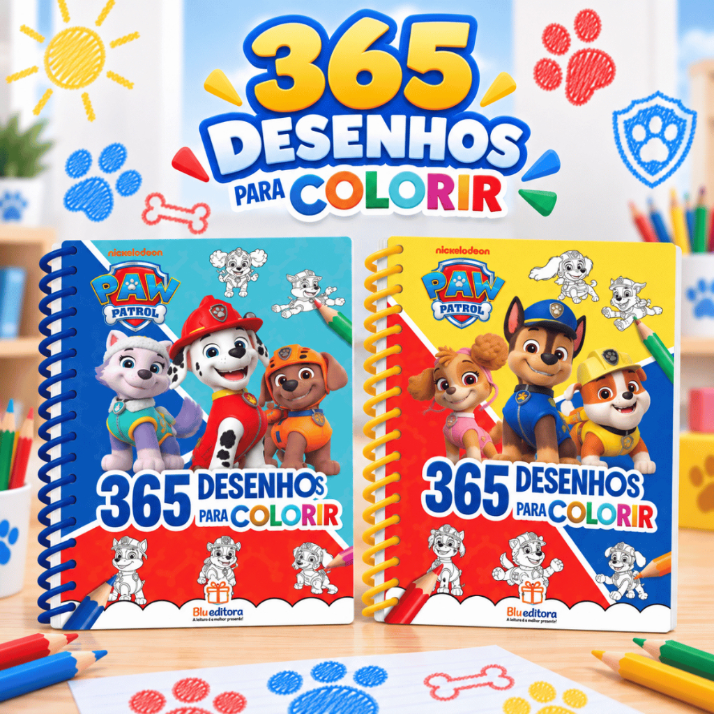 Livro Infantil Patrulha Canina 365 Desenhos Para Colorir Paw Patrol Chase Skye Marshall