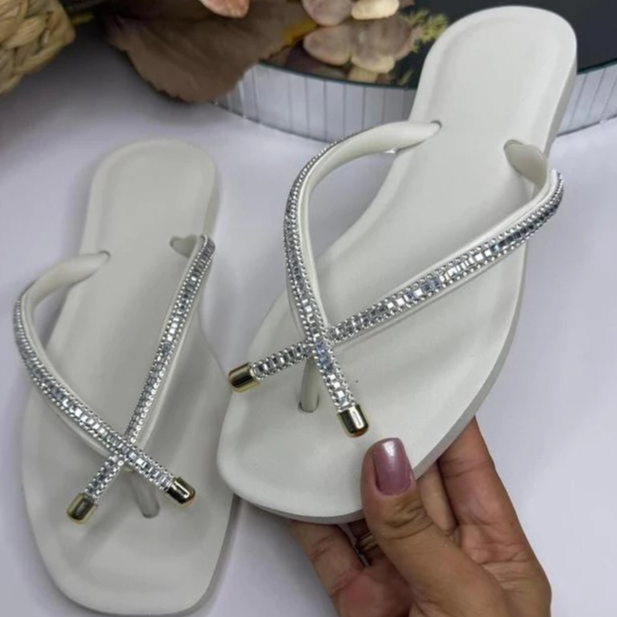 Sandália Rasteirinha Jade Feminino Macio Sandália Confortável com pedraria Lançamento Envio Imediato.