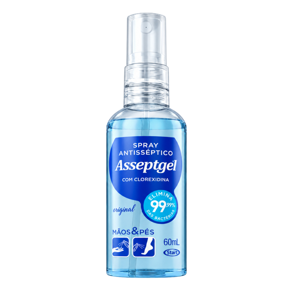 Spray Antisséptico Asseptigel Original 60ml Proteção e Limpeza Instantânea