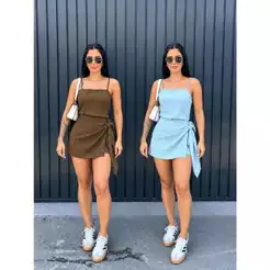 Conjunto Feminino Short Saia Com Amarração Lateral –Alfaiataria Sensorial Marrant