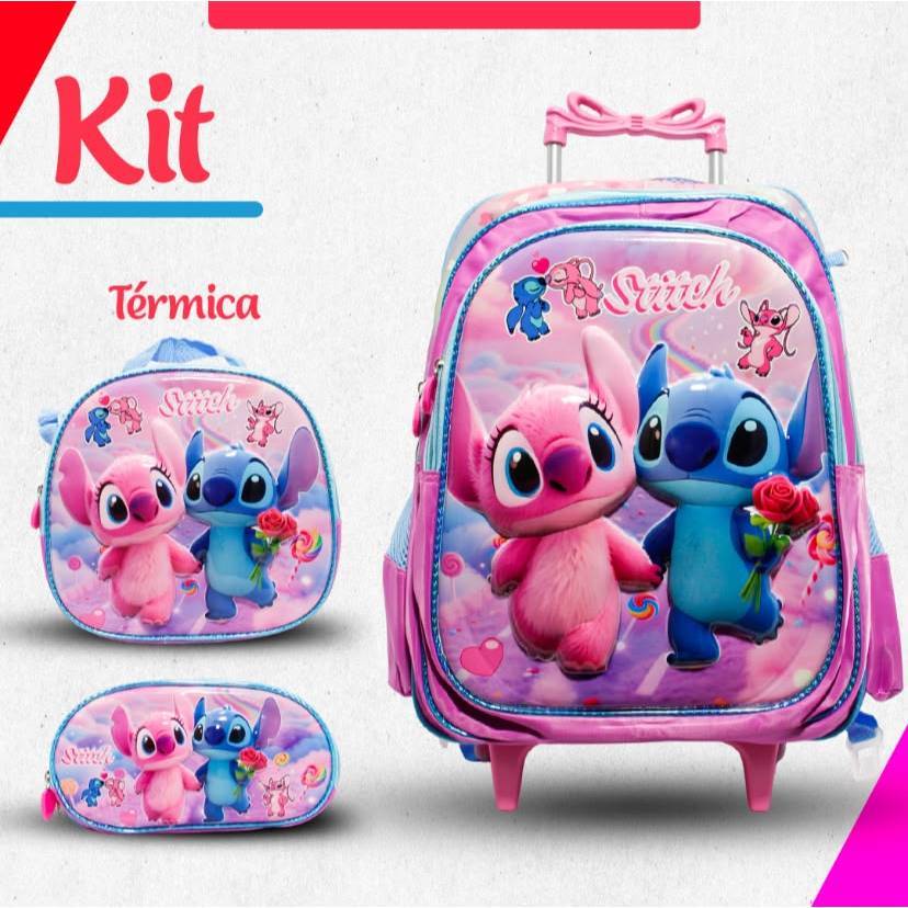 Mochila Escolar 3D Varios Personagens DE Rodinha DE Silicone Para Volta Aulas 2027