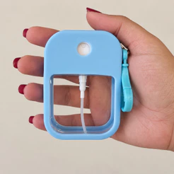 Frasco Spray Portátil Macaron Cartão com Capa de Silicone e Gancho - 38ml - Azul - 1 unidade - Rizzo