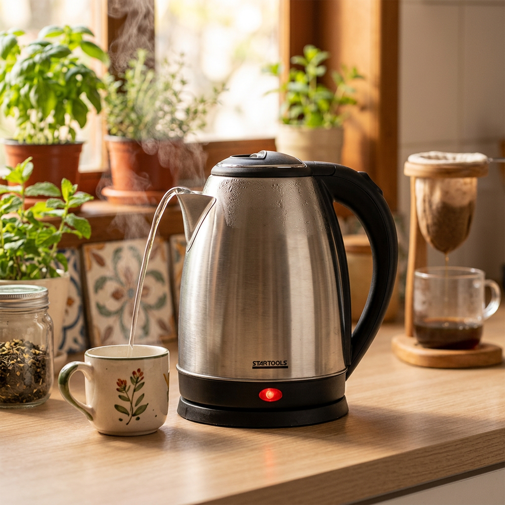 Chaleira Elétrica Inox 2 Litros Jarra Ferve Água Rápido Café Chá Desligamento Automático