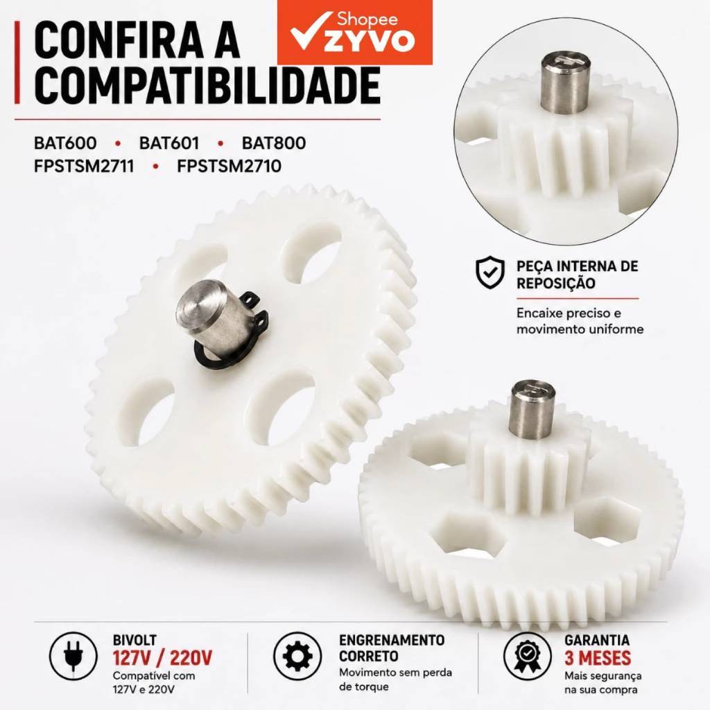 Engrenagem Batedeira Oster Cadence Kit 2 Peças FPSTSM2710 BAT600 BAT601 BAT800