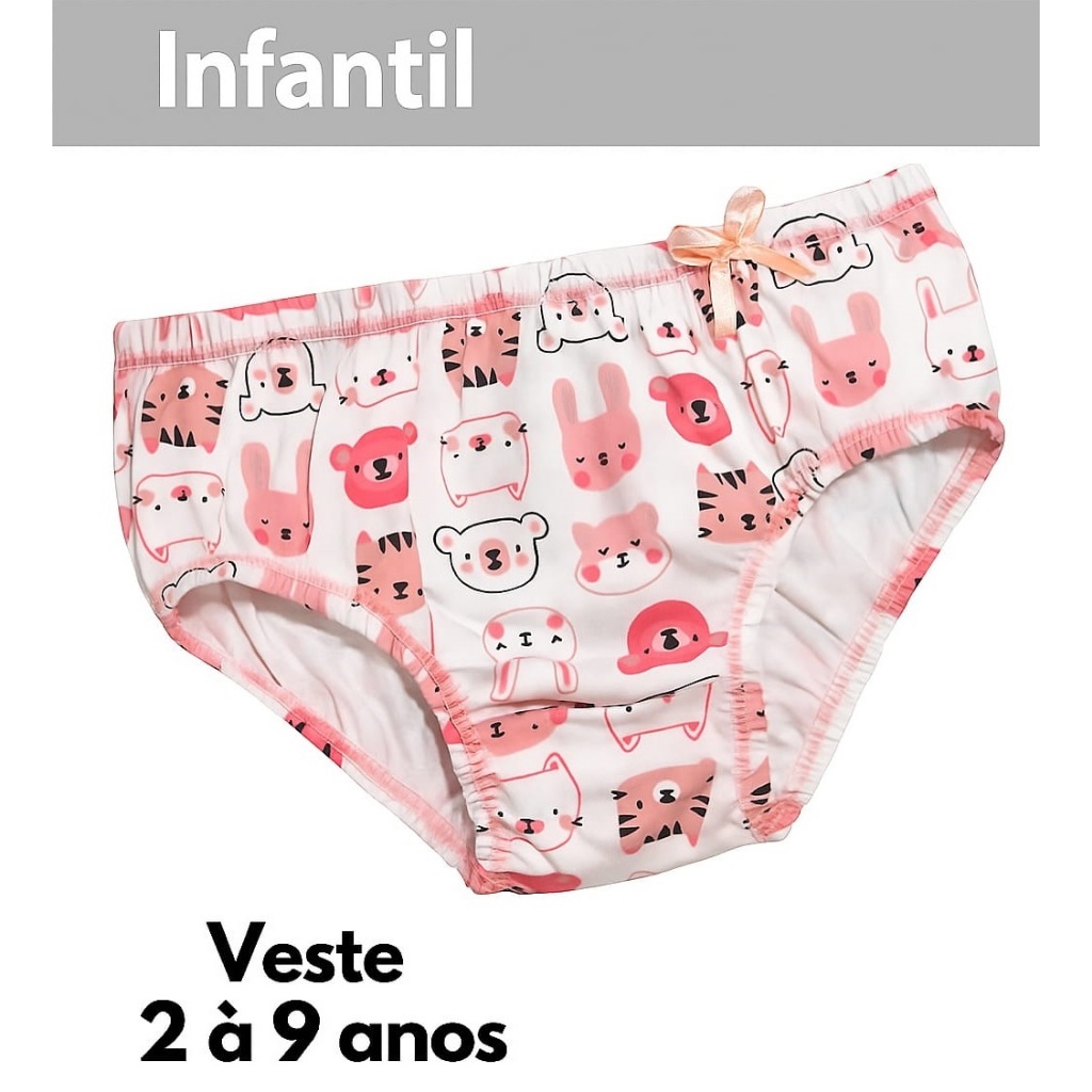 Kit 10 Calcinha Infantil 100% Algodão Para Desfralde e Uso Diário