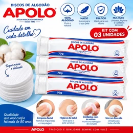 Algodão Hidrófilo em Disco Apolo 70g (Kit 03 unidades)