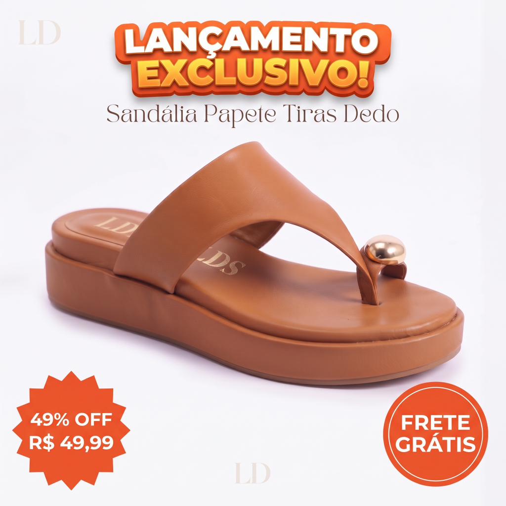 Sandália  Feminina Ortopedica Plataforma  Confortável Tira Dedo Enfeite Luxo Lançamento