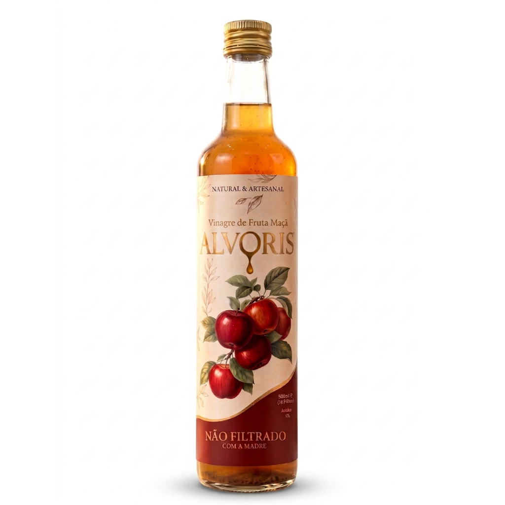 Vinagre de Maçã Orgânico Alvoris 500ML | Não Filtrado | Com a Madre | Artesanal