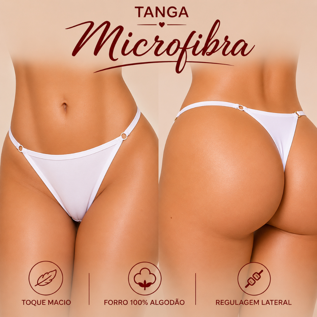 Kit 5 ou 10 Calcinhas Microfibra Feminina Tanga Básica Confortável Forro 100% Algodão