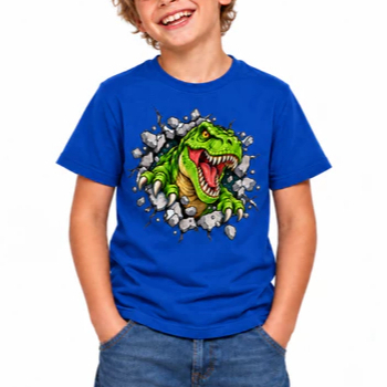 Camiseta Infantil Masculina Dinossauro T-Rex Confortável e Estilosa