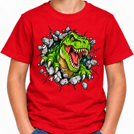 Camiseta Infantil T-Rex Menino Dinossauro Estampa 3D Radical