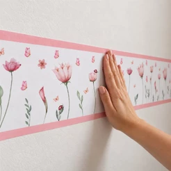 Adesivo Faixa Decorativa Floral Flores Decoração Quarto Menina Infantil
