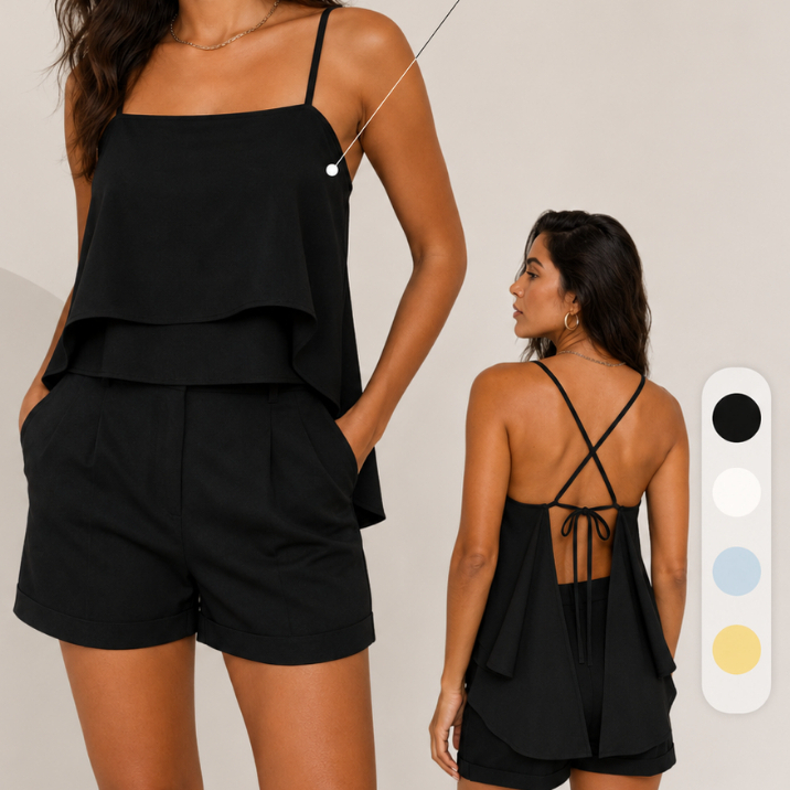 KIT 2 Blusa Feminina alfaiataria 2 babados alçinha amarração nas costas, elegante, casual
