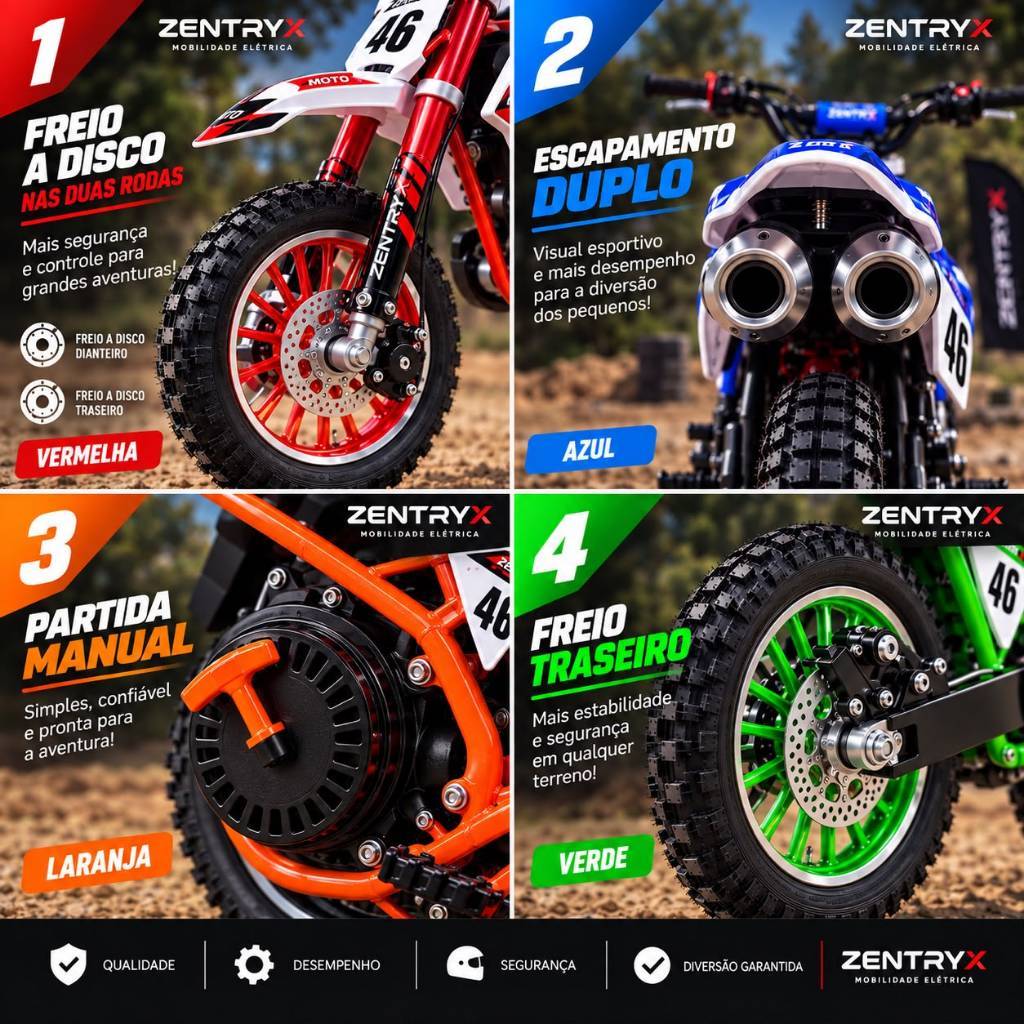Mini Moto Gasolina Cross 49cc Manual 2 Tempos Infantil — imagem 2 de 2