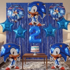 Kit Balões Metalizados Aniversário Infantil Sonic Decoração Envio Imediato