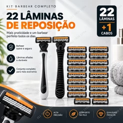 Barbeador Prestobarba com 22 Cargas Refil, Lâminas Afiadas Corte Triplo, Reposição Durável para Barbear