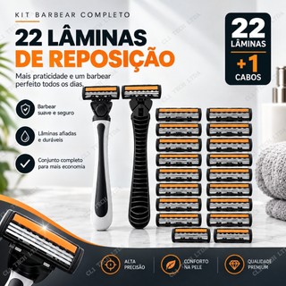 Barbeador Prestobarba com 22 Cargas Refil, Lâminas Afiadas Corte Triplo, Reposição Durável para Barbear