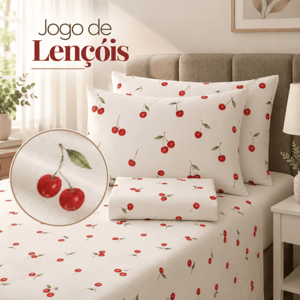 Jogo de Lençol Premium Algodão 180 Fios com Elástico 3 Peças Solteiro Casal Queen