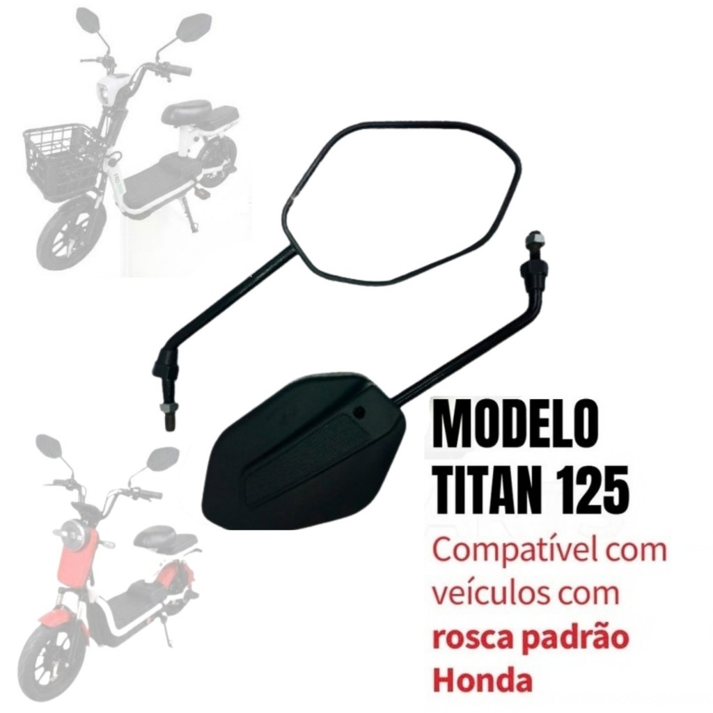 Par Espelho Retrovisor TITAN 125 14 Guidão Bicicleta Eletrica Mobilete Bike Motorizada Scooter 8mm