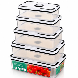 Kit De Potes Plásticos Transparentes Com Tampa Hermética 5 Unidades Top