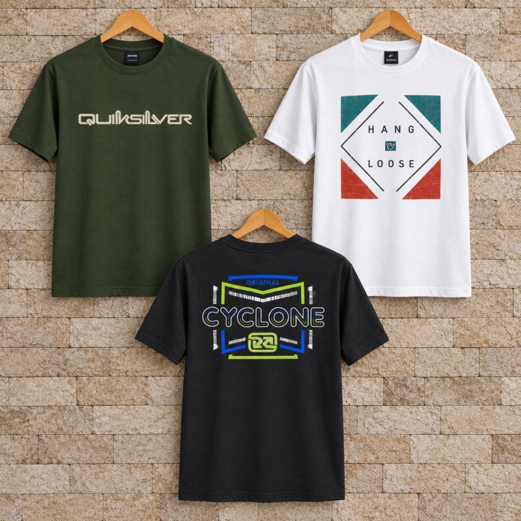 kit 3 Camiseta Camisa Blusa masculina 100% algodão Estampada Manga Curta Conjunto Pano Adulto Academia Luxo Estilosa