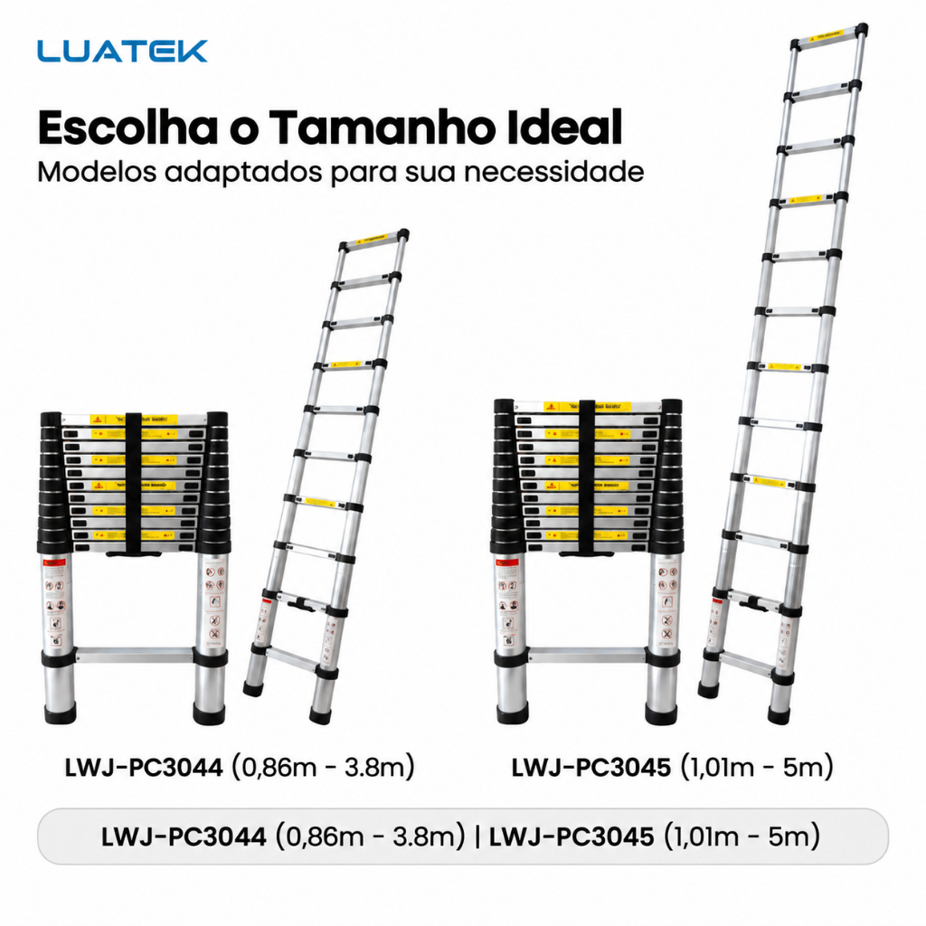 Escada Telescópica Retrátil de Alumínio 3.8m 5m Portátil Compacta para Uso Doméstico e Profissional — imagem 2 de 2