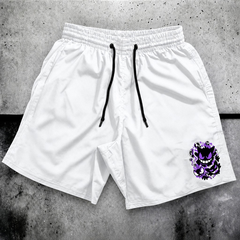 Bermuda Masculina Short Mauricinho Branca Gengar Esportiva Antiodor Academia Basquete Corrida Leve Tactel