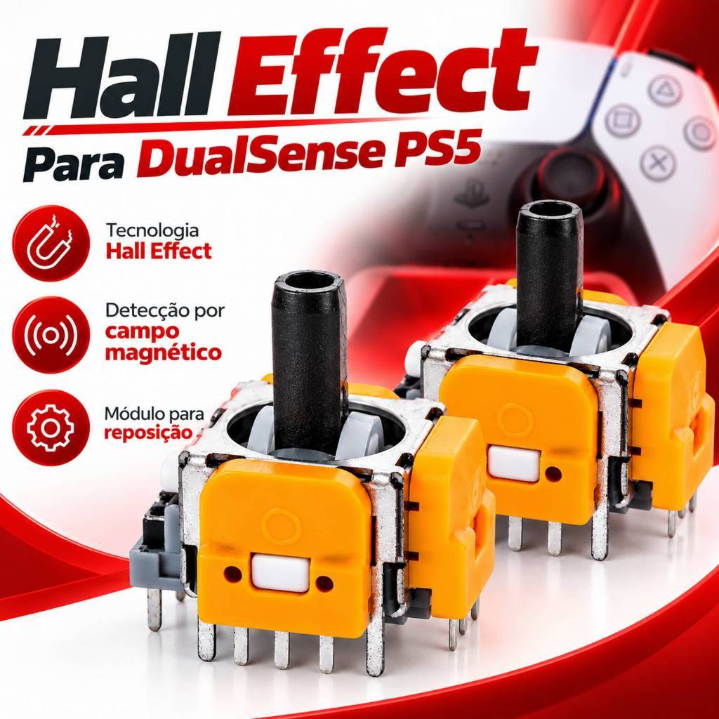 2 Analógicos Magnéticos Hall Effect Compatíveis com Controle de Playstation 5 Ps5