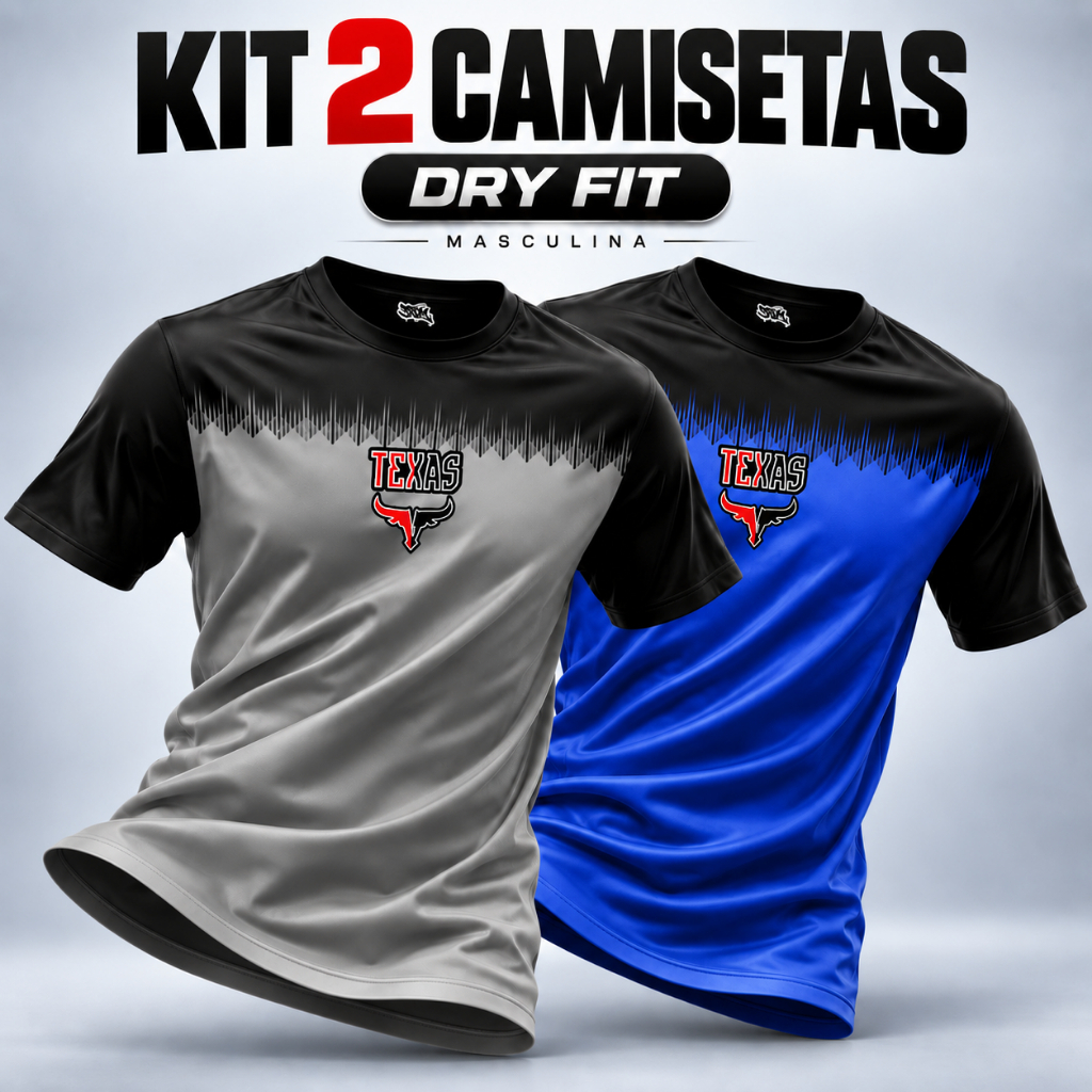 Kit 2 Camisas Dry Fit Masculina Performance Academia Corrida Musculação Fitness Esportiva