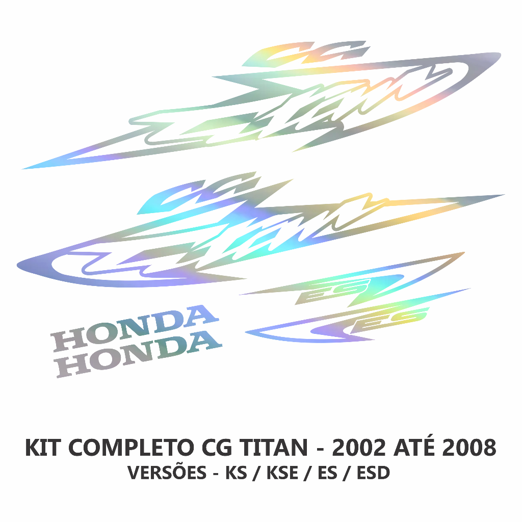Kit Adesivos Holográficos Titan 125 2002 até 2008 Motos Personalizados 244