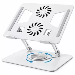 Suporte Apoio Dobrável de Notebook Tablet Laptop Alumínio Ergonômico Rotativo Giro 360° Regulável C/Cooler