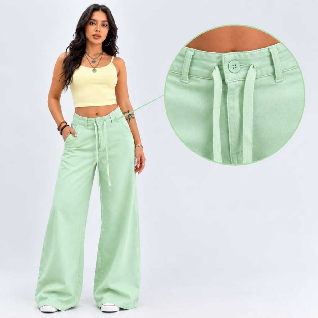 Calça Feminina Sensorial Marrant Pantalona Cintura Alta Com Amarração Elegante