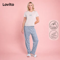 Lovito Conjunto de Pijama Feminino com Calça Estampa Pipoca PJB20882121