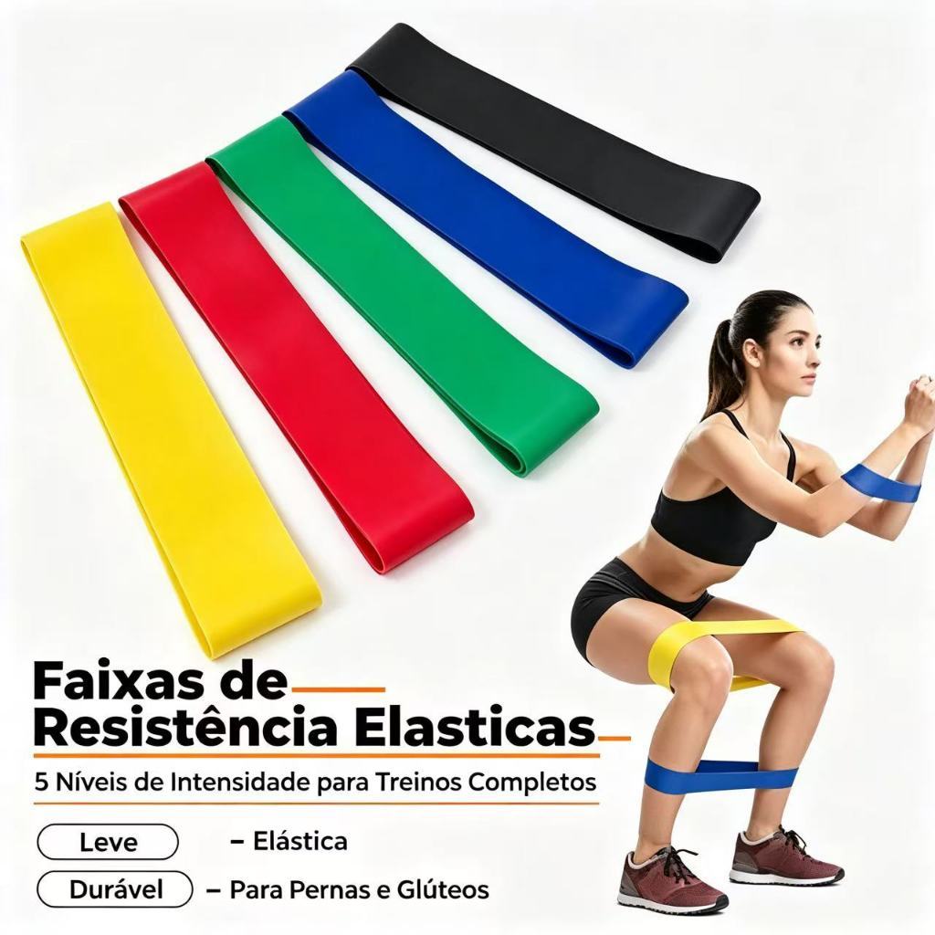 Kit 5 Faixas Elásticas Thera Band, Ideal para Esportes e Fisioterapia Fitness