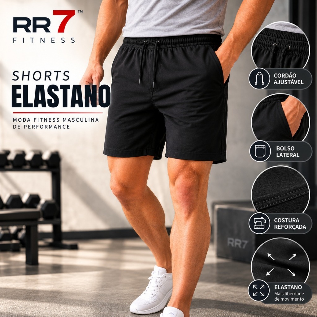 Shorts Masculino Elastano Academia Treino Corrida Fitness Bermuda Esportiva